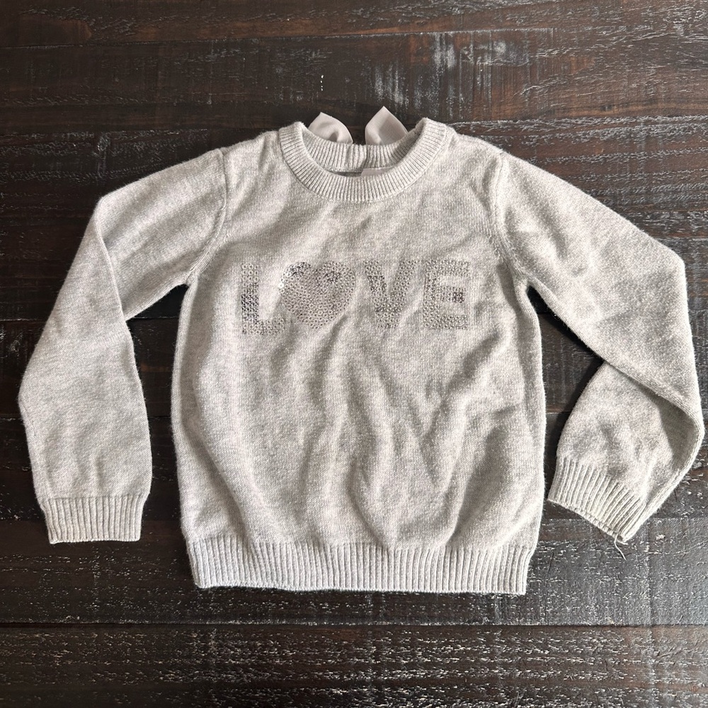 The Children's Place Gray LOVE Sweater with Bow Detail 2t girls toddler